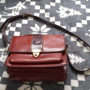 Rina Rich Vintage Hard Leather Adjustable Strap Crossbody Handbag Messenger Bag